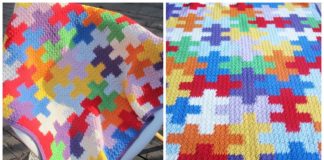 Puzzle Blanket Crochet Free Pattern - Block #Blanket; Free Crochet Patterns