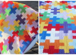 Puzzle Blanket Crochet Free Pattern - Block #Blanket; Free Crochet Patterns
