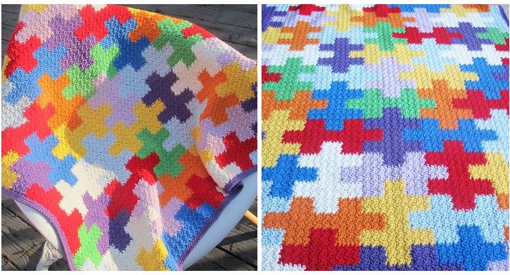 Puzzle Blanket Crochet Free Pattern - Block #Blanket; Free Crochet Patterns