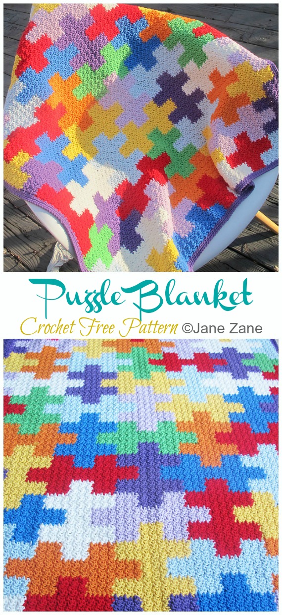 Puzzle Blanket Crochet Free Pattern - Block #Blanket; Free Crochet Patterns