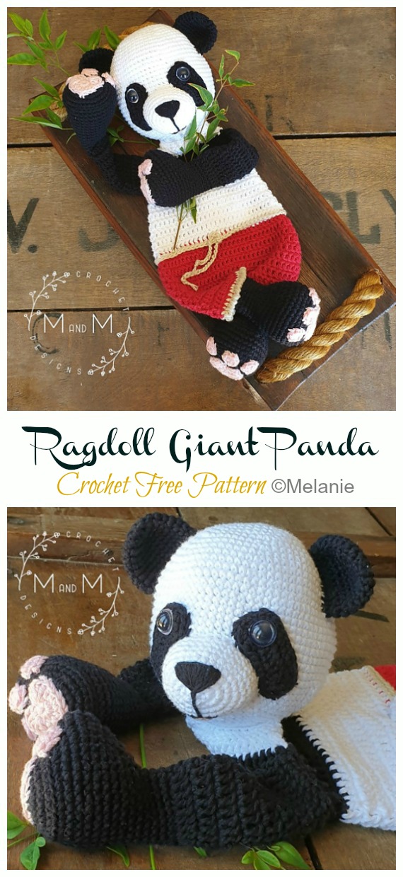 Ragdoll Giant Panda Bear Crochet Free Pattern - Crochet #Panda; #Amigurmi; Free Pattern