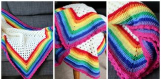 Rainbow Edged Granny Blanket Crochet Free Pattern - #Granny; Square #Blanket; Free #Crochet; Patterns