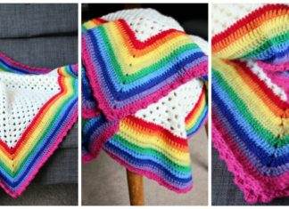 Rainbow Edged Granny Blanket Crochet Free Pattern - #Granny; Square #Blanket; Free #Crochet; Patterns
