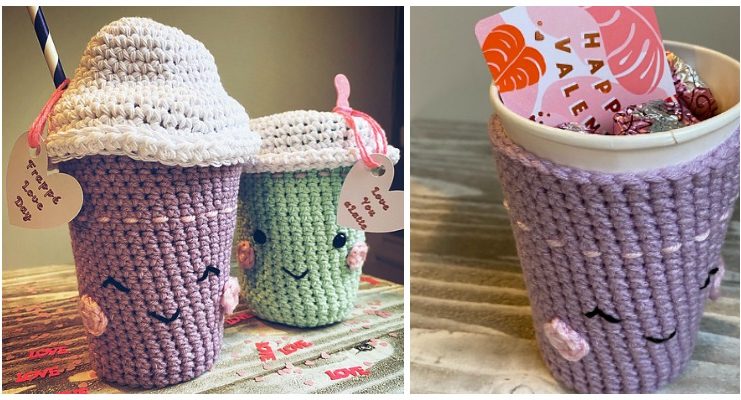 Sweet Coffee Cup Cozy Crochet Free Pattern - Coffee/Tea Mug #Cozy; Free #Crochet; Patterns