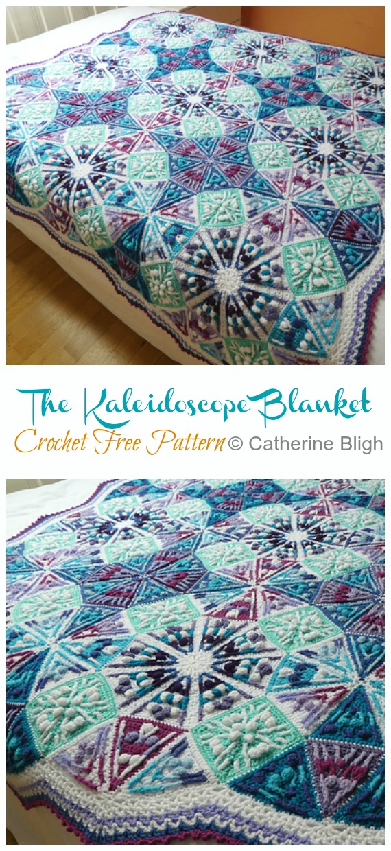 The Kaleidoscope Blanket Crochet Free Pattern- #Granny; Square #Blanket; Free #Crochet; Patterns