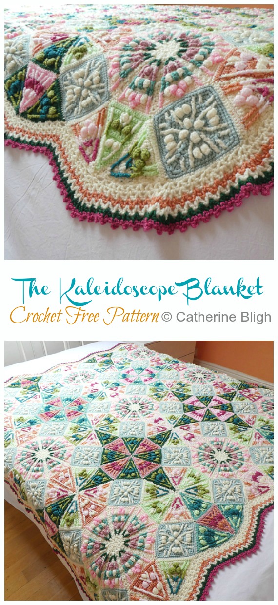 The Kaleidoscope Blanket Crochet Free Pattern- #Granny; Square #Blanket; Free #Crochet; Patterns