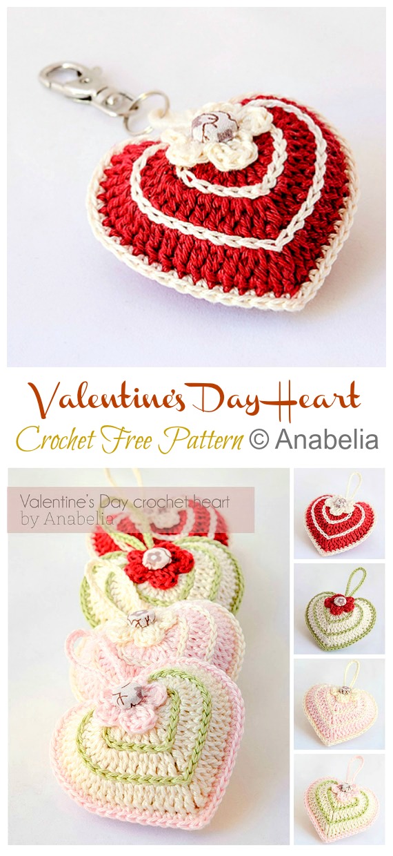 Valentine's Day Heart Crochet Free Pattern - #Amigurumi; 3D #Heart; Free Crochet Patterns
