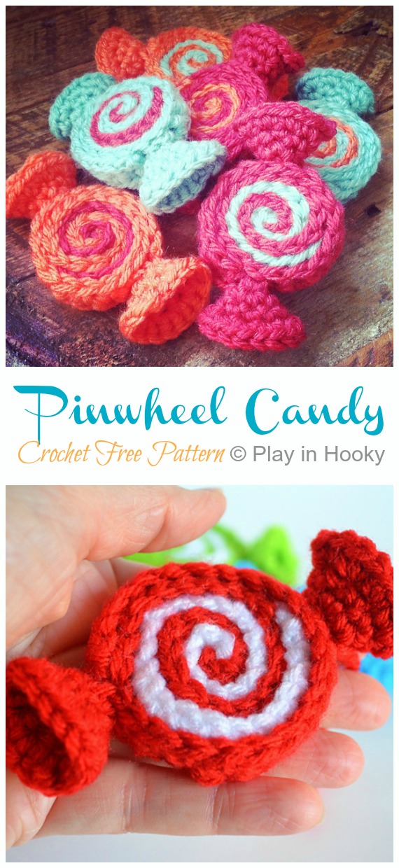 Pinwheel Candy Crochet Free Pattern - #Valentine; #Amigurumi; Free Crochet Patterns