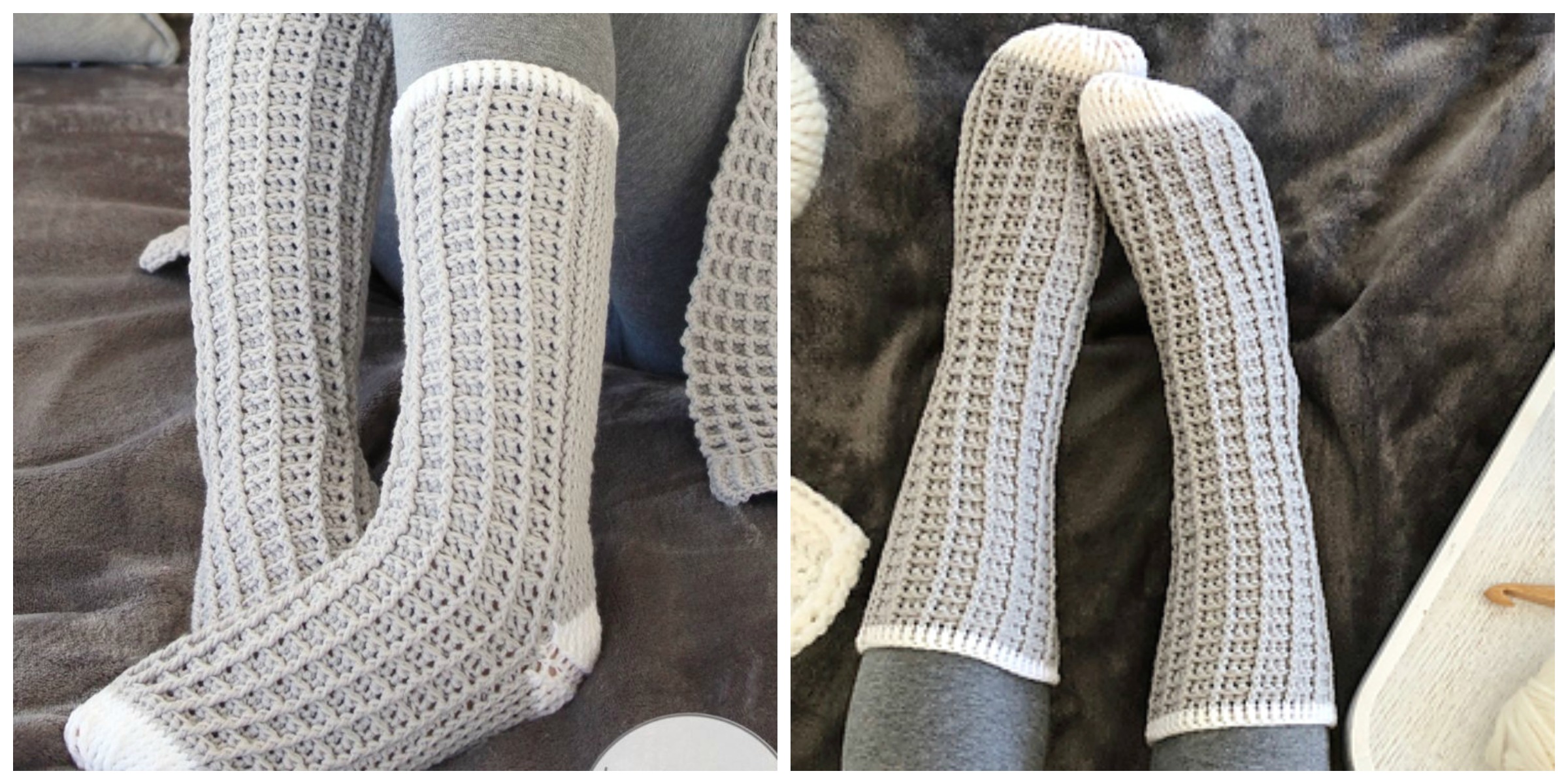 Modèle gratuit de crochet de chaussettes gaufrées au crochet & Tricot