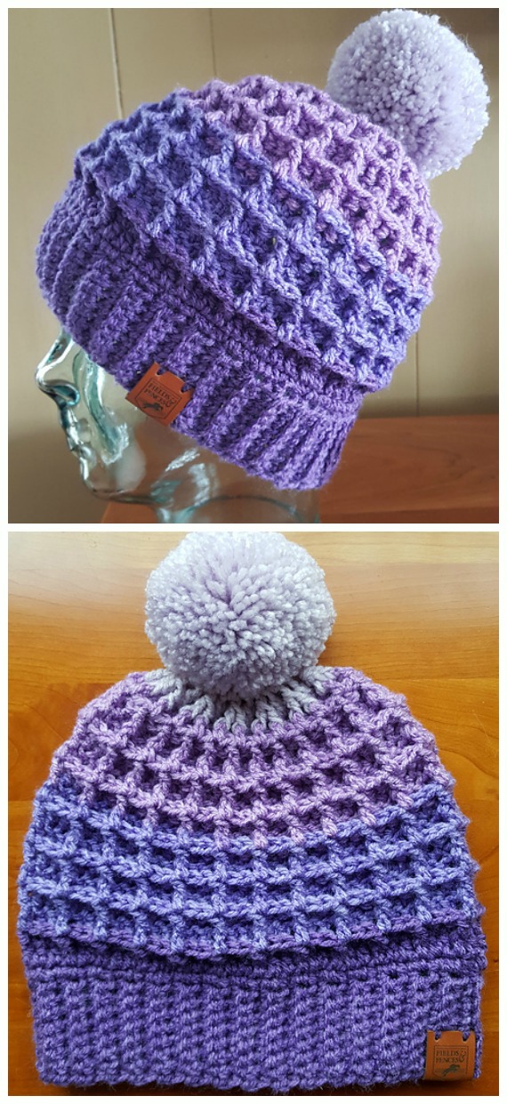 Waffle Stitch Hat Crochet Free Patterns -  - Adult Beanie #Hat; #Crochet; Free Patterns