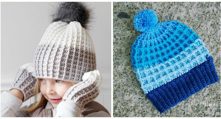 Waffle Stitch Hat Crochet Free Patterns - - Adult Beanie #Hat; #Crochet; Free Patterns