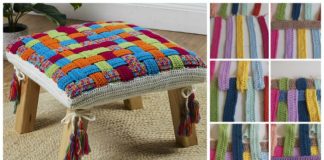 Woven Stool Cover Topper Crochet Free Patterns - #Stool; Cover Free #Crochet; Patterns