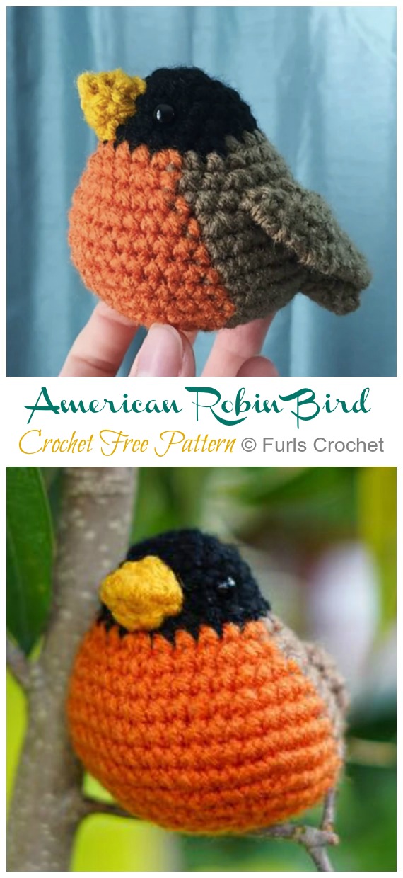 Amigurumi American Robin Bird Crochet Free Pattern - Crochet #Bird; #Amigurumi; Free Patterns 