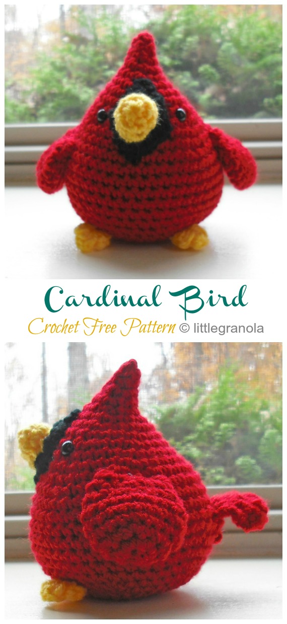 Amigurumi Cardinal/Christmas Robin Bird Crochet Free Pattern - Crochet #Bird; #Amigurumi; Free Patterns 