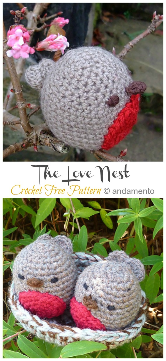 Amigurumi The Love Nest Robin Crochet Free Pattern - Crochet #Bird; #Amigurumi; Free Patterns 