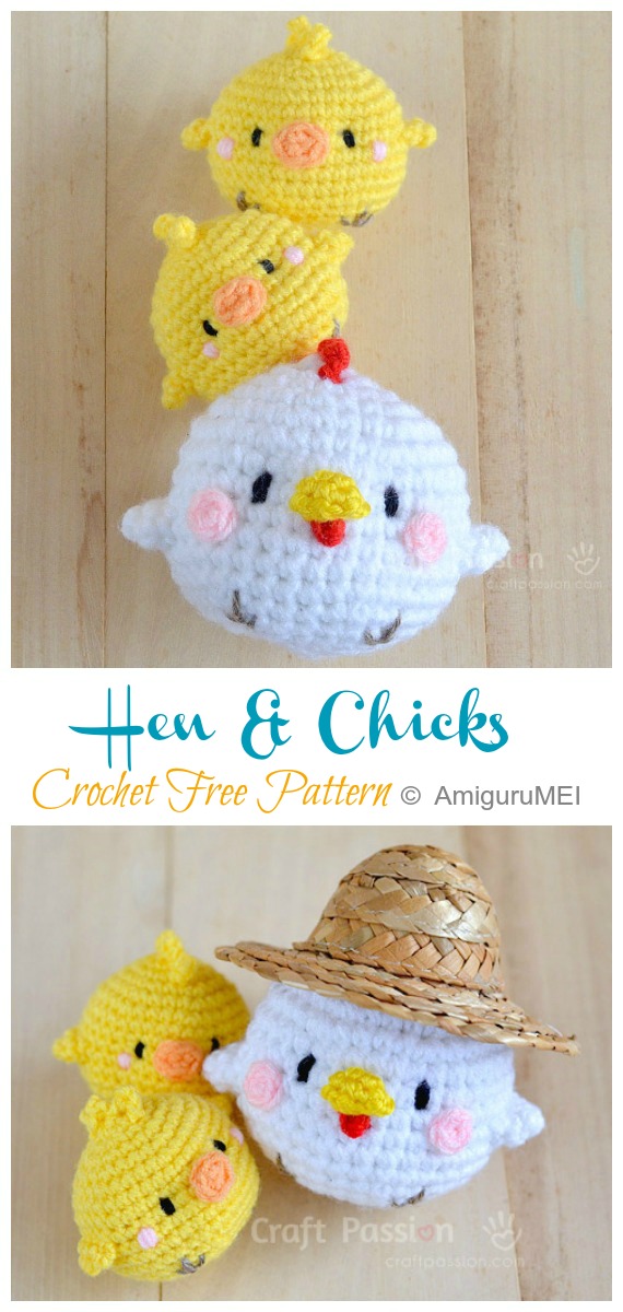 Crochet Easter Hens & Chicks Amigurumi Free Pattern - Amigurumi Spring #Chicks; #Crochet; Free Pattern