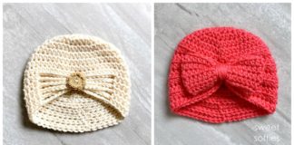 Baby Turban Hat Crochet Free Patterns - Baby #Beanie; Hat Free #Crochet; Patterns