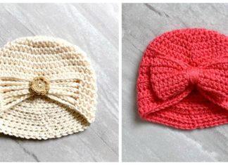 Baby Turban Hat Crochet Free Patterns - Baby #Beanie; Hat Free #Crochet; Patterns