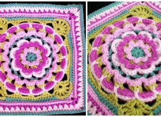 Dream Catcher Square Block Crochet Free Pattern - Afghan #Block; Square Free #Crochet; Patterns