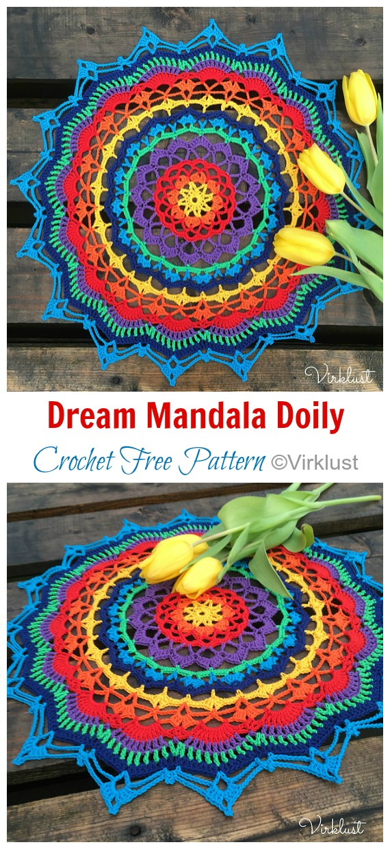 Dream Mandala Doily Crochet Free Pattern - Decorative #Doily; Free #Crochet; Patterns