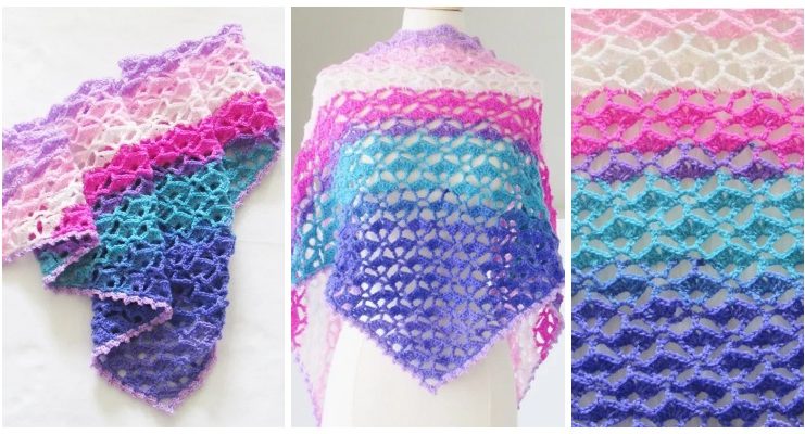 One Skein Unicorn Lace Shawl Crochet Free Pattern- Women Lace #Shawl; Free #Crochet; Patterns