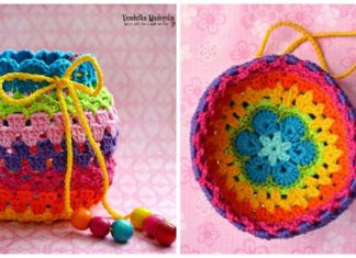 Rainbow Purse Crochet Free Pattern - Drawstring Bag Free #Crochet; Patterns
