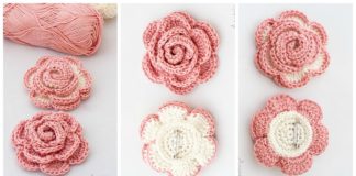 Romantic Rose Brooch Crochet Free Pattern - 3D Rose Flower Free #Crochet; Patterns