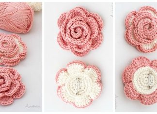 Romantic Rose Brooch Crochet Free Pattern - 3D Rose Flower Free #Crochet; Patterns