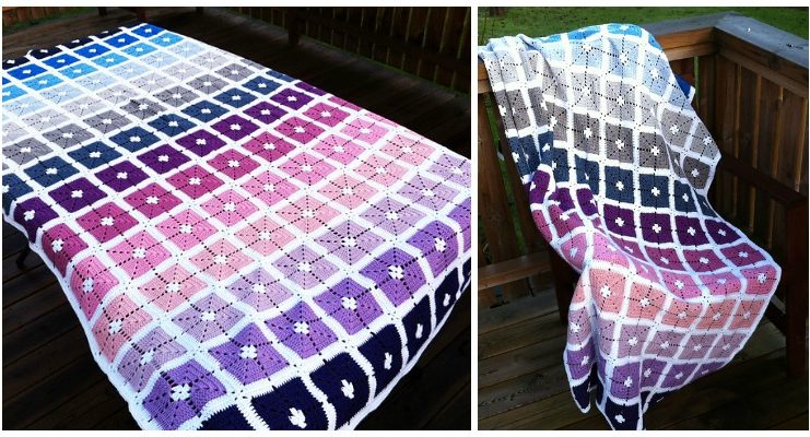 Granny Sarafia Blanket Crochet Free Pattern- #Granny; Square #Blanket; Free #Crochet; Patterns