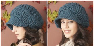 Slouch Peaked Hat Crochet Free Pattern [Video] - Women #Cap; #Hat; Free #Crochet; Patterns