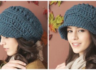 Slouch Peaked Hat Crochet Free Pattern [Video] - Women #Cap; #Hat; Free #Crochet; Patterns