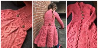 SweetHeart Girl Cardigan Crochet Free Pattern - #Crochet Kids #Cardigan Sweater Coat Free Patterns