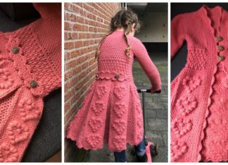 SweetHeart Girl Cardigan Crochet Free Pattern - #Crochet Kids #Cardigan Sweater Coat Free Patterns