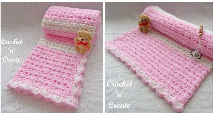 Sweetheart Baby Blanket Crochet Free Pattern- Stripy #Blanket; Free #Crochet; Patterns