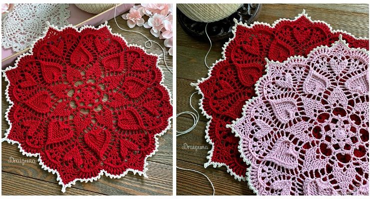 Sweetheart Doily Crochet Free Pattern- Decorative #Doily; Free #Crochet; Patterns