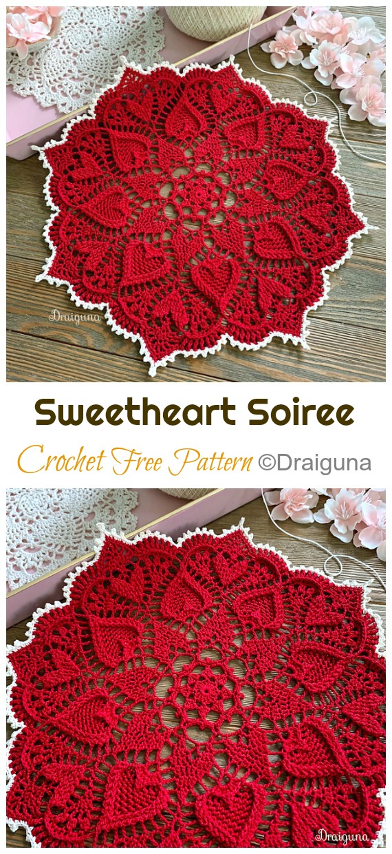 Sweetheart Doily Crochet Free Pattern- Decorative #Doily; Free #Crochet; Patterns