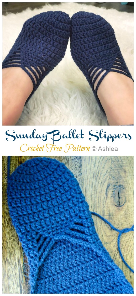 Women Sunday Ballet Slippers Crochet Free Pattern [Video] -#Crochet; Adult #Slippers; Free Patterns