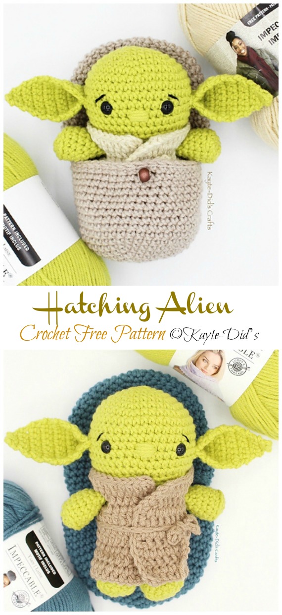 Amigurumi Hatching Alien Crochet Free Pattern -#Amigurumi; #Doll; Crochet Free Patterns