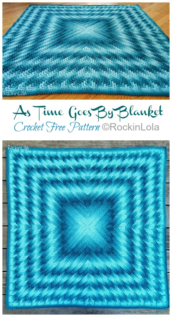 As Time Goes By Blanket Crochet Free Pattern - #Granny; Square #Blanket; Free #Crochet; Patterns