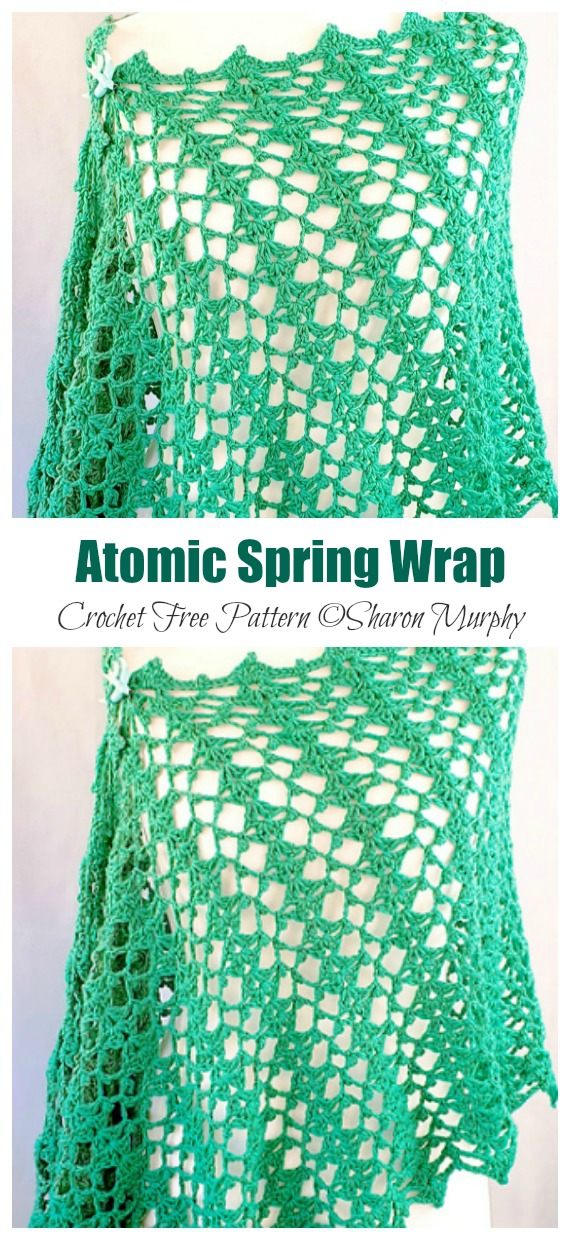 Atomic Spring Wrap Crochet Free Pattern - Women Lace #Shawl; Free #Crochet; Patterns