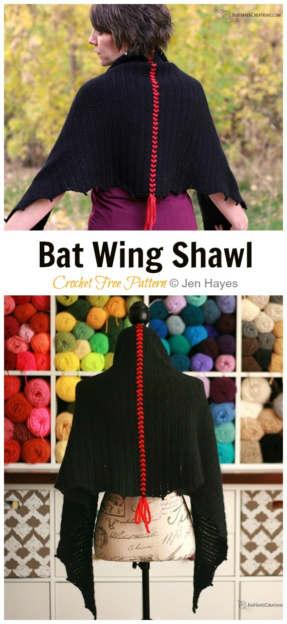 Bat Wing Shawl Crochet Free Pattern - Women Lace #Shawl; Free #Crochet; Patterns