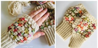 Fingerless Granny Square Mitts Crochet Free Pattern - Mitts Fingerless Gloves Free #Crochet; Patterns