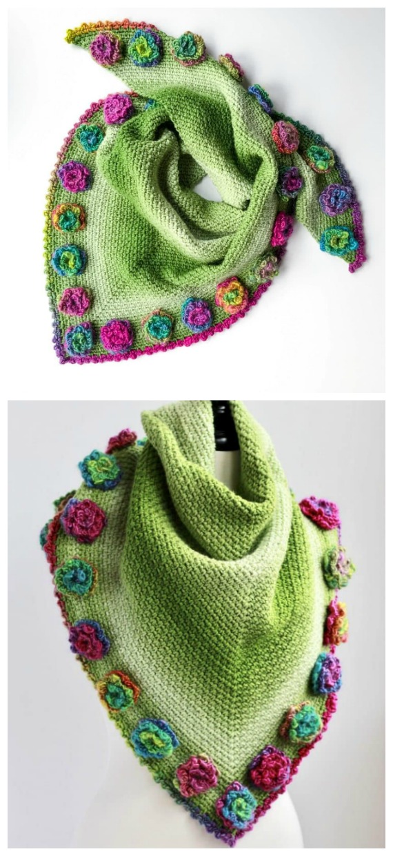 Flower Meadow Shawl Crochet Free Pattern - Women Lace #Shawl; Free #Crochet; Patterns