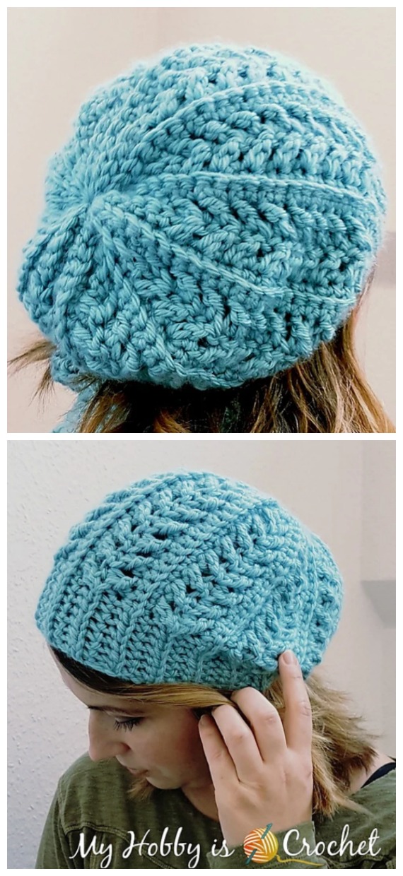 Go with the Flow Hat Crochet Free Pattern - Slouchy Hat Free #Crochet; Patterns