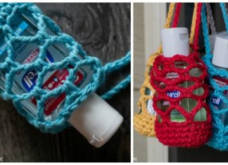 Hand Sanitizer Cozy Crochet Free Patterns - Quick Scrap Yarn #Crochet; Free Patterns