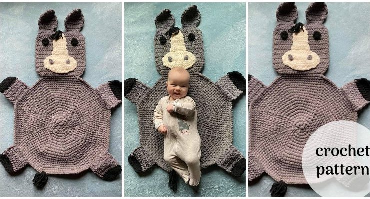 Horse Baby Mat Crochet Free Pattern - #Crochet Kids #Playmat Free Patterns Kids Gifts
