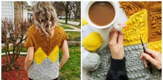 Granny Square Sweater Top Crochet Free Pattern - Women Summer #Top Free #Crochet; Patterns
