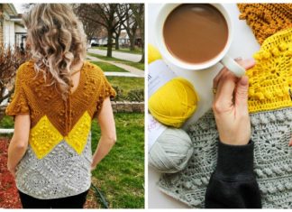 Granny Square Sweater Top Crochet Free Pattern - Women Summer #Top Free #Crochet; Patterns