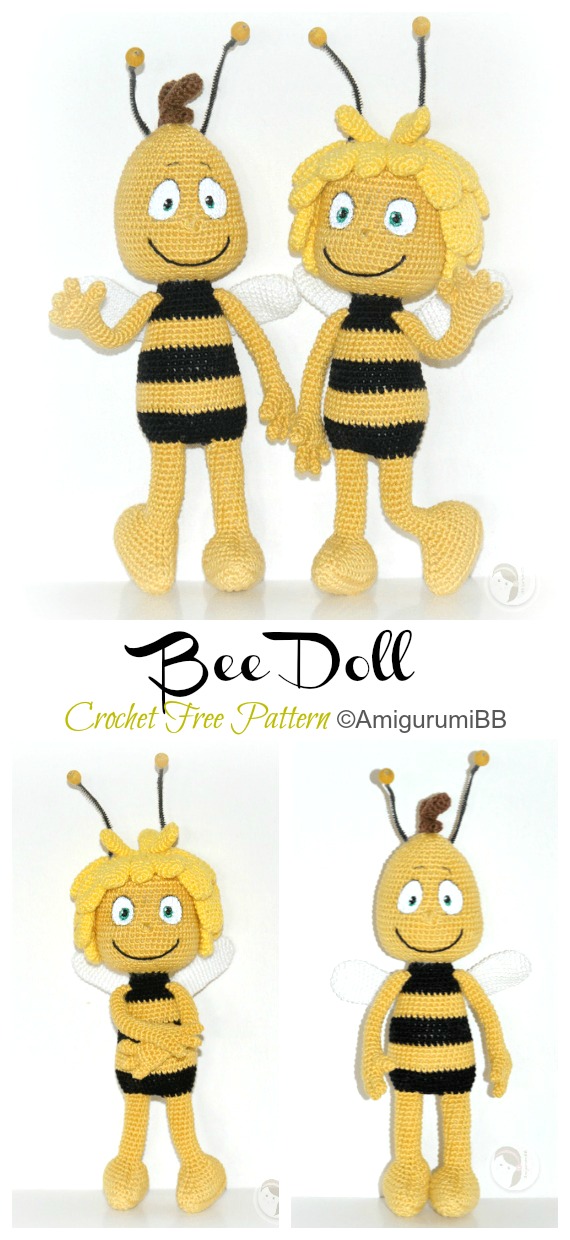 Amigurumi Bee Doll Crochet Free Patterns - Crochet #Dolls; #Amigurumi; Free Patterns