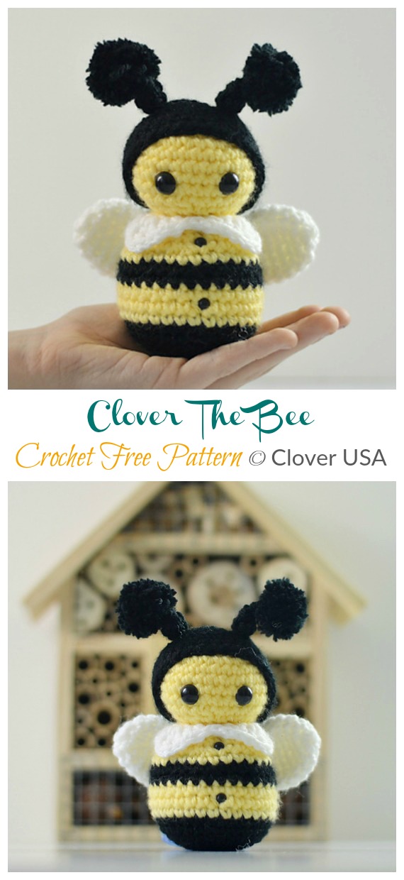 Amigurumi Clover Bee Doll Crochet Free Patterns - Crochet #Dolls; #Amigurumi; Free Patterns 